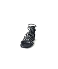 s.piero Ivoire E35.008 Cuir Noir Strass*Femme Sandales