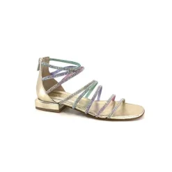 s.piero Ivoire E35.008 Cuir Or Strass Multi*Femme Sandales