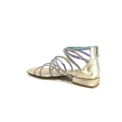 s.piero Ivoire E35.008 Cuir Or Strass Multi*Femme Sandales