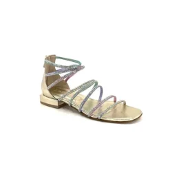 s.piero Ivoire E35.008 Cuir Or Strass Multi*Femme Sandales