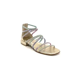 s.piero Ivoire E35.008 Cuir Or Strass Multi*Femme Sandales