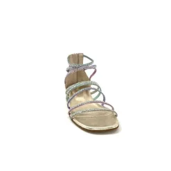 s.piero Ivoire E35.008 Cuir Or Strass Multi*Femme Sandales
