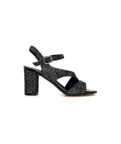 Ivoire0334 Ivoire F2215 Asia Textile Glitter Noir*Femme Sandales