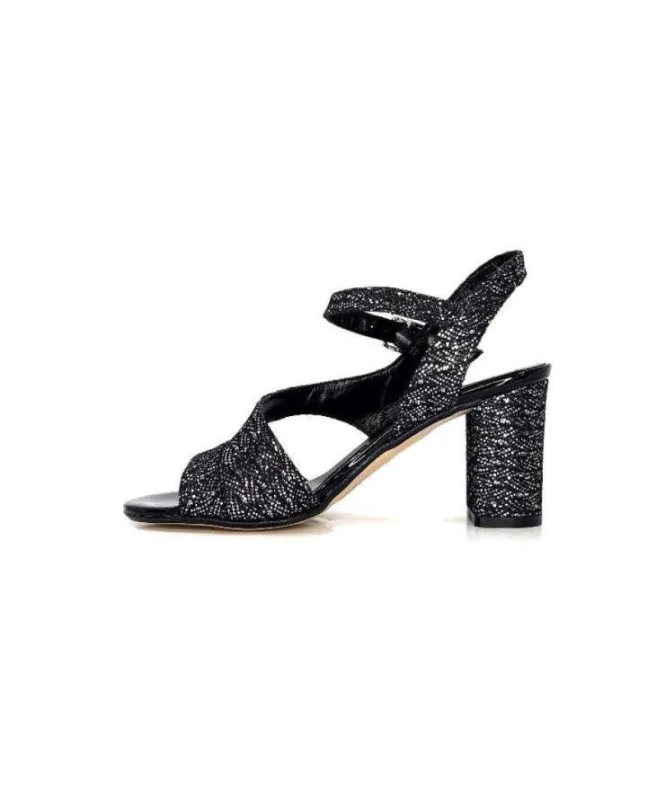 Ivoire0334 Ivoire F2215 Asia Textile Glitter Noir*Femme Sandales