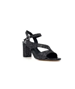 Ivoire0334 Ivoire F2215 Asia Textile Glitter Noir*Femme Sandales