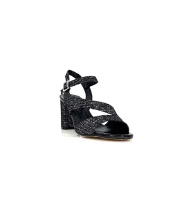 Ivoire0334 Ivoire F2215 Asia Textile Glitter Noir*Femme Sandales