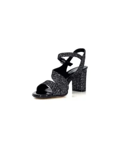 Ivoire0334 Ivoire F2215 Asia Textile Glitter Noir*Femme Sandales