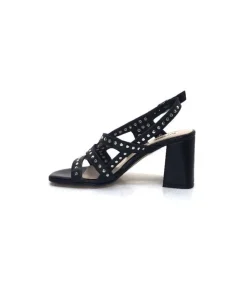 Ivoire0334 Ivoire F1844 Mare Cuir Noir*Femme Sandales