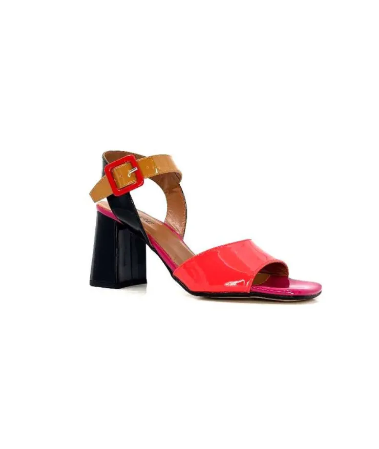 Ivoire0334 Ivoire F1136 Mare Cuir Vernis Multicolor*Femme Sandales