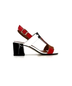 Ivoire0334 Ivoire F2105 Sardegna Cuir Blanc, Marron, Rouge & Noir*Femme Sandales