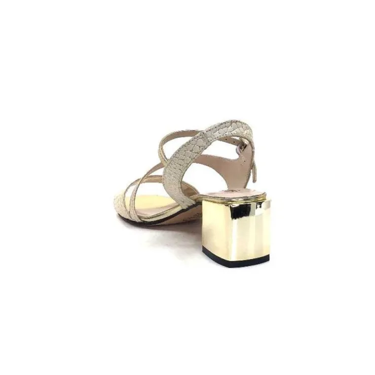 Ivoire0334 Ivoire F692 Sardegna Cuir Blanc & Or*Femme Sandales