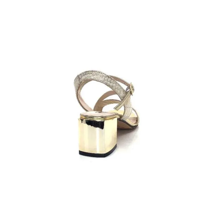 Ivoire0334 Ivoire F692 Sardegna Cuir Blanc & Or*Femme Sandales