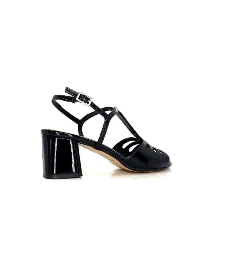 Ivoire0334 Ivoire F2295 Venezia Cuir Vernis Noir*Femme Sandales