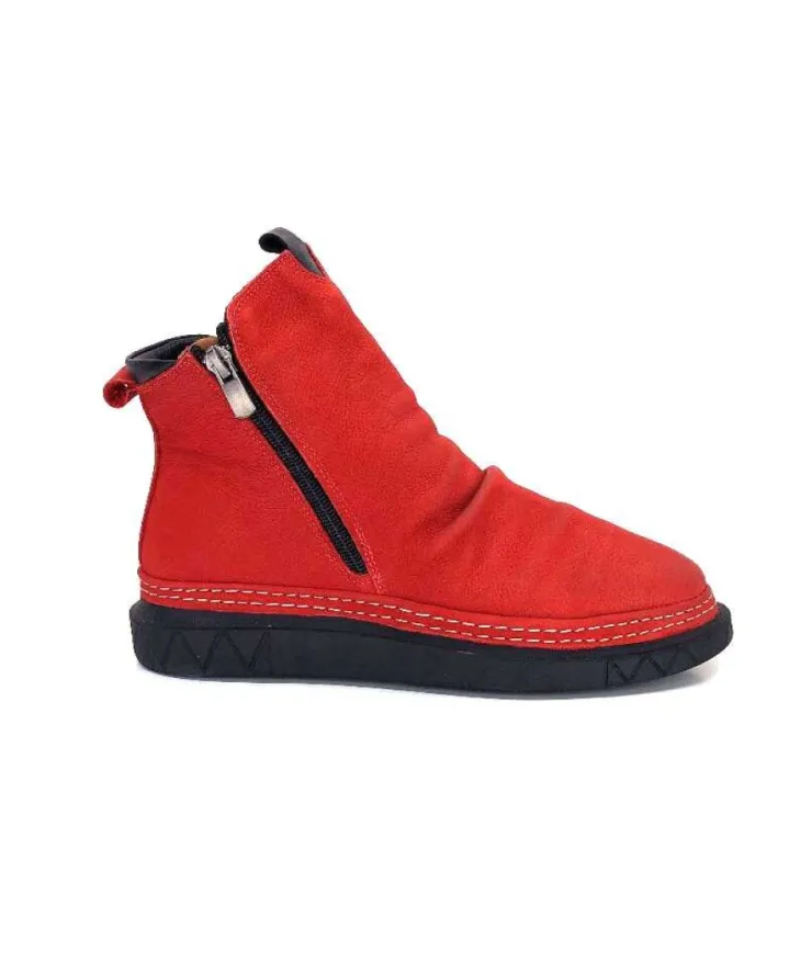 355-ivoire Ivoire 32Fe12 Cuir Vintage Rouge*Femme Bottines