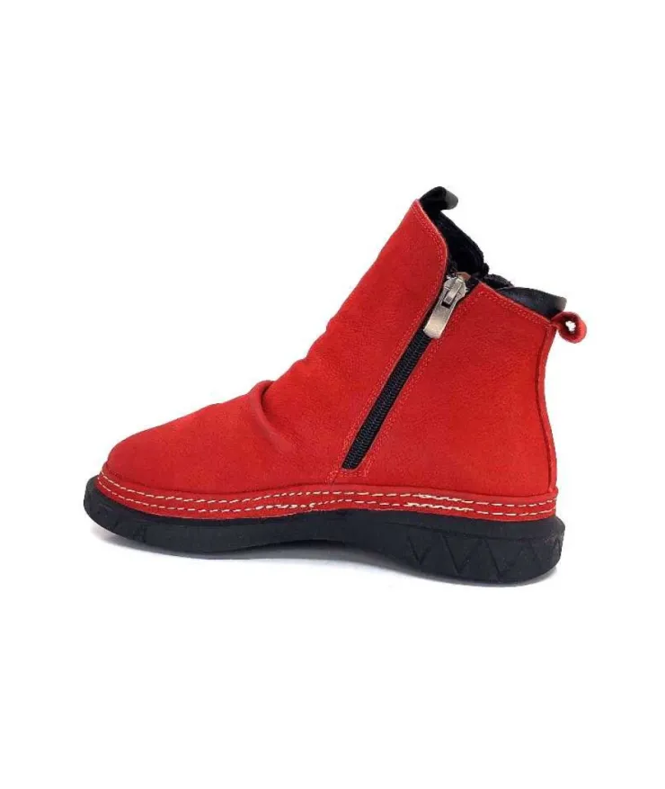 355-ivoire Ivoire 32Fe12 Cuir Vintage Rouge*Femme Bottines