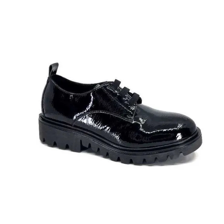 Ivoire0130a Ivoire 3G4835 Cuir Vernis Noir*Femme Lacets