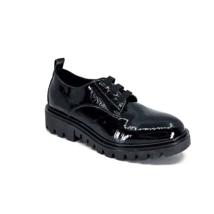 Ivoire0130a Ivoire 3G4835 Cuir Vernis Noir*Femme Lacets