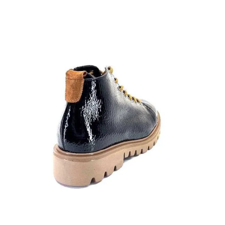 Ivoire0130a Ivoire 3G4925 Cuir Vernis Noir*Femme Baskets