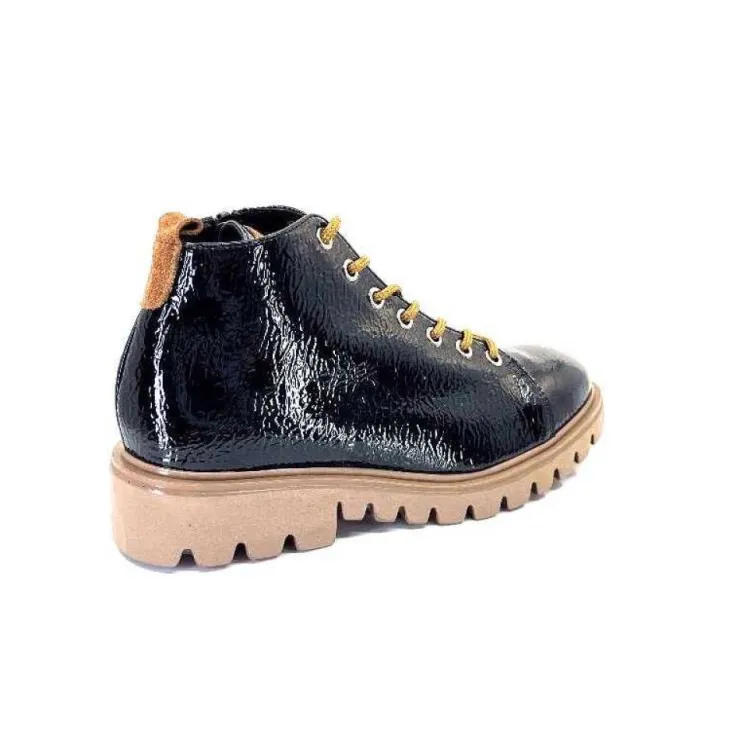 Ivoire0130a Ivoire 3G4925 Cuir Vernis Noir*Femme Baskets