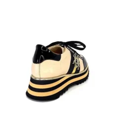 Ivoire0347b Ivoire H985M Cuir Vernis Noir Beige*Femme Baskets