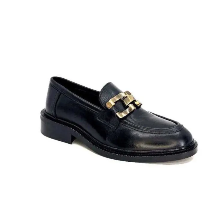 Ivoire0460a Ivoire Jeissan 1 Cuir Noir*Femme Mocassins