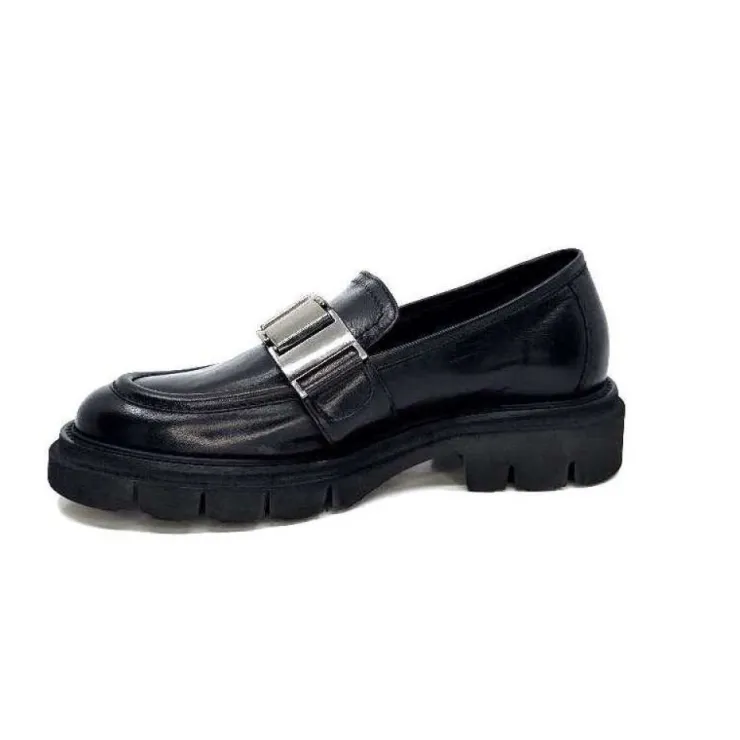 Ivoire0347b Ivoire K187 Cuir Noir*Femme Mocassins