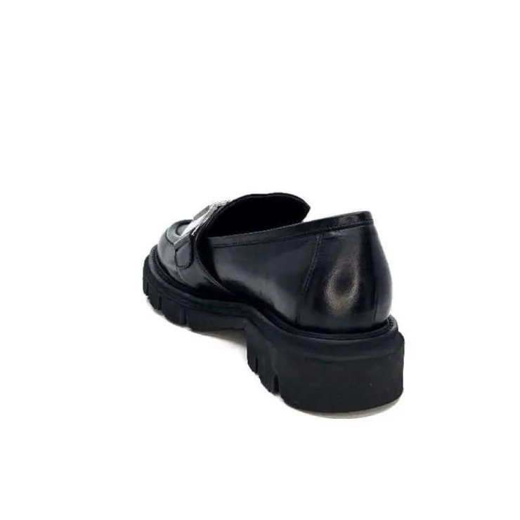 Ivoire0347b Ivoire K187 Cuir Noir*Femme Mocassins