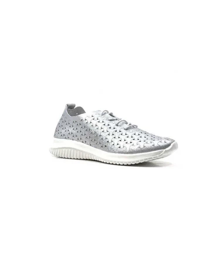 Ivoire0036a Ivoire Liberte Cuir Argent*Femme Baskets