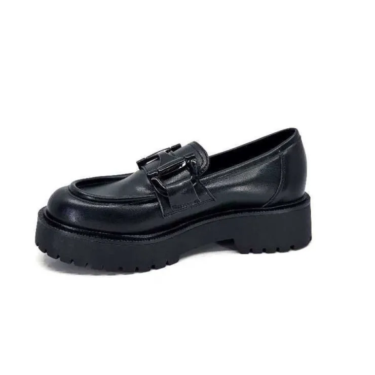 Ivoire0130a Ivoire 1M4995 Cuir Noir*Femme Mocassins