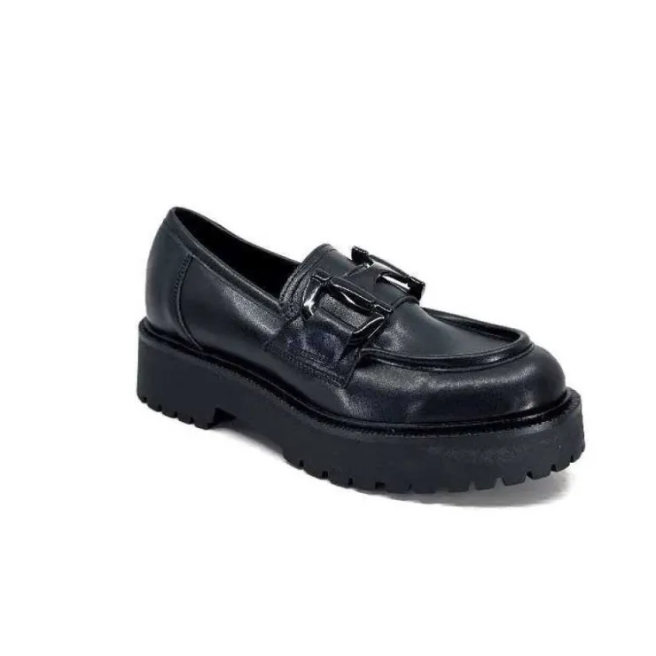 Ivoire0130a Ivoire 1M4995 Cuir Noir*Femme Mocassins