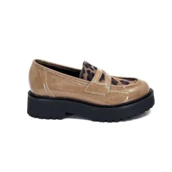 Ivoire0130a Ivoire 1M4883 Cuir Vernis Marron*Femme Mocassins