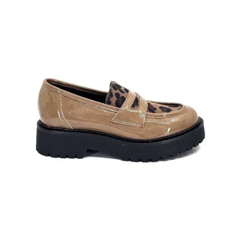 Ivoire0130a Ivoire 1M4883 Cuir Vernis Marron*Femme Mocassins