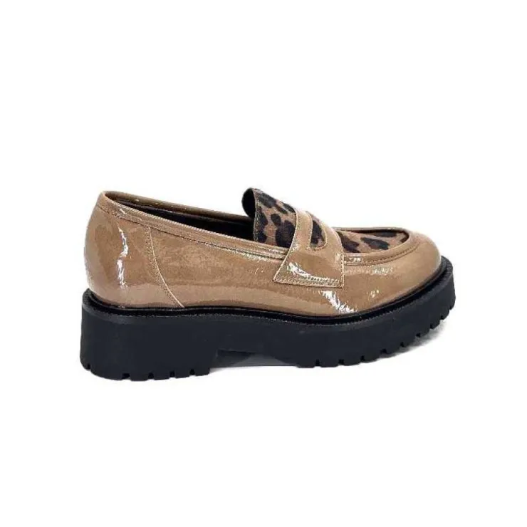 Ivoire0130a Ivoire 1M4883 Cuir Vernis Marron*Femme Mocassins