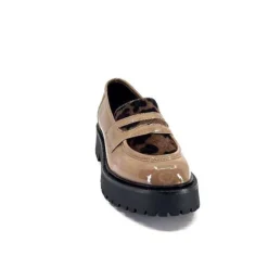 Ivoire0130a Ivoire 1M4883 Cuir Vernis Marron*Femme Mocassins
