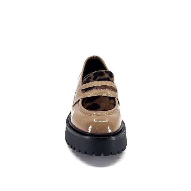 Ivoire0130a Ivoire 1M4883 Cuir Vernis Marron*Femme Mocassins