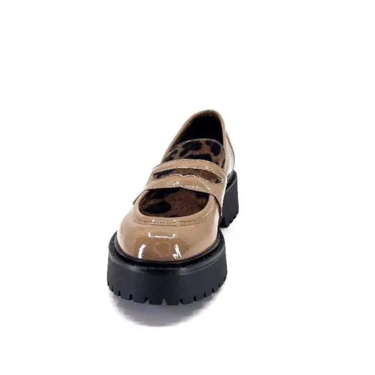 Ivoire0130a Ivoire 1M4883 Cuir Vernis Marron*Femme Mocassins