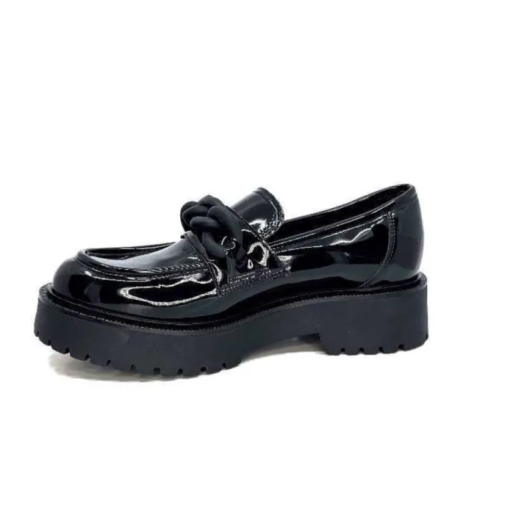 Ivoire0130a Ivoire 1M4158 Cuir Vernis Noir*Femme Mocassins