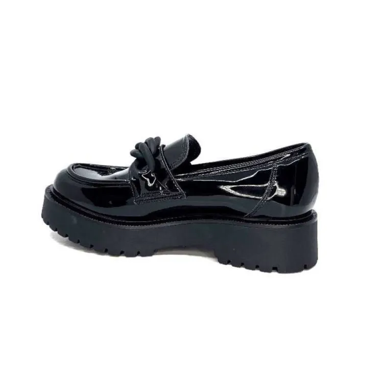 Ivoire0130a Ivoire 1M4158 Cuir Vernis Noir*Femme Mocassins