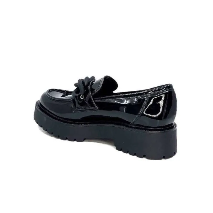 Ivoire0130a Ivoire 1M4158 Cuir Vernis Noir*Femme Mocassins