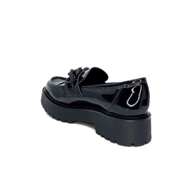Ivoire0130a Ivoire 1M4158 Cuir Vernis Noir*Femme Mocassins