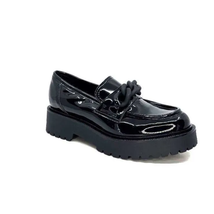Ivoire0130a Ivoire 1M4158 Cuir Vernis Noir*Femme Mocassins