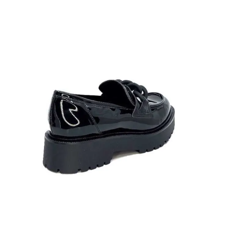 Ivoire0130a Ivoire 1M4158 Cuir Vernis Noir*Femme Mocassins