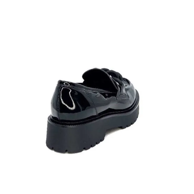Ivoire0130a Ivoire 1M4158 Cuir Vernis Noir*Femme Mocassins