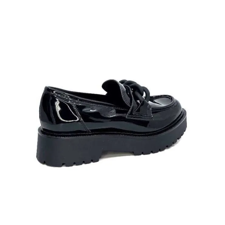 Ivoire0130a Ivoire 1M4158 Cuir Vernis Noir*Femme Mocassins