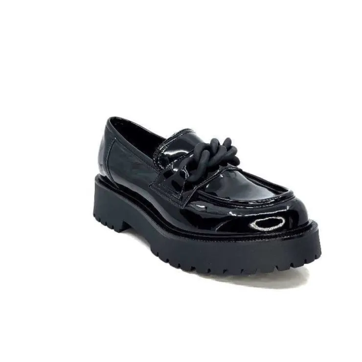 Ivoire0130a Ivoire 1M4158 Cuir Vernis Noir*Femme Mocassins