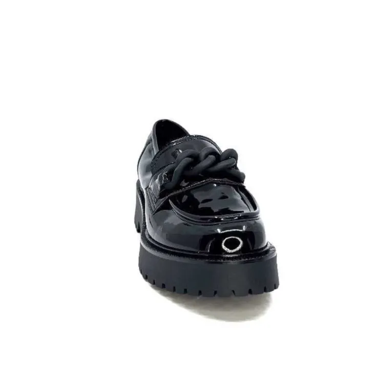 Ivoire0130a Ivoire 1M4158 Cuir Vernis Noir*Femme Mocassins