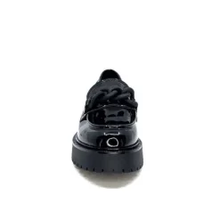 Ivoire0130a Ivoire 1M4158 Cuir Vernis Noir*Femme Mocassins