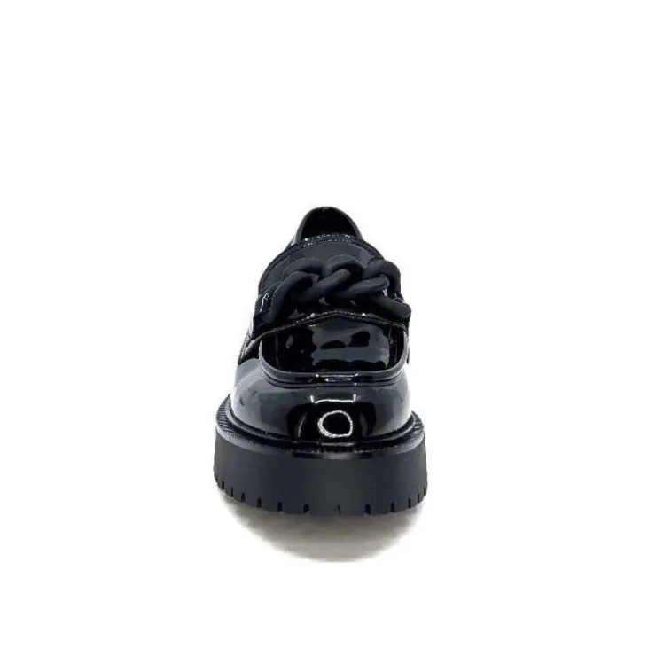 Ivoire0130a Ivoire 1M4158 Cuir Vernis Noir*Femme Mocassins