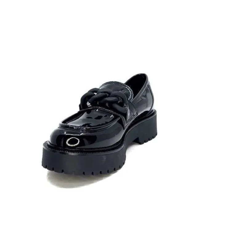 Ivoire0130a Ivoire 1M4158 Cuir Vernis Noir*Femme Mocassins