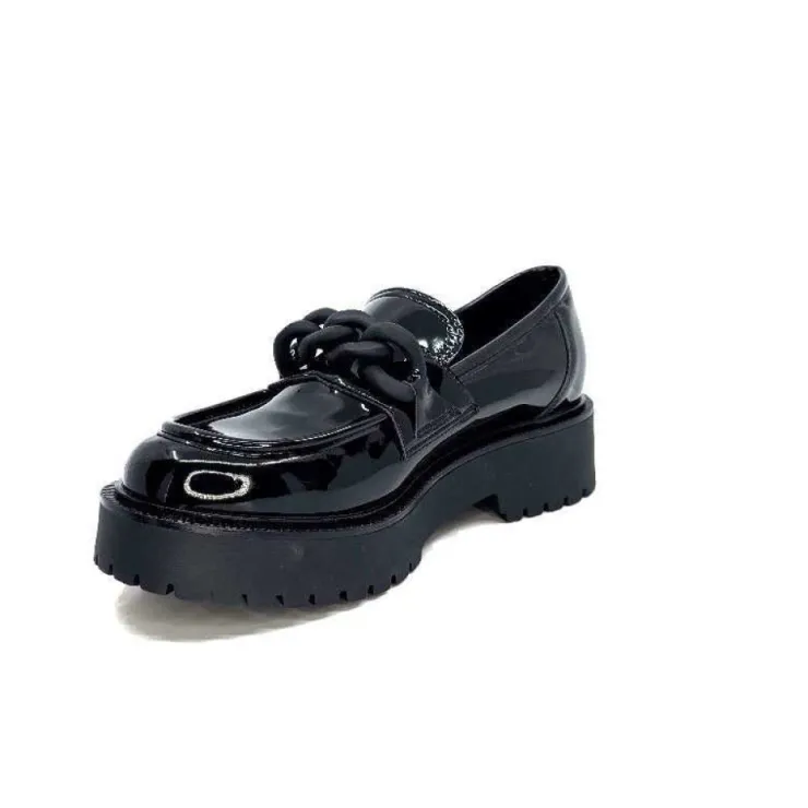 Ivoire0130a Ivoire 1M4158 Cuir Vernis Noir*Femme Mocassins